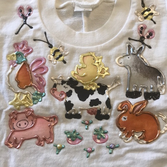 Handmade bib with farm animals. One size - Picture 2 of 7